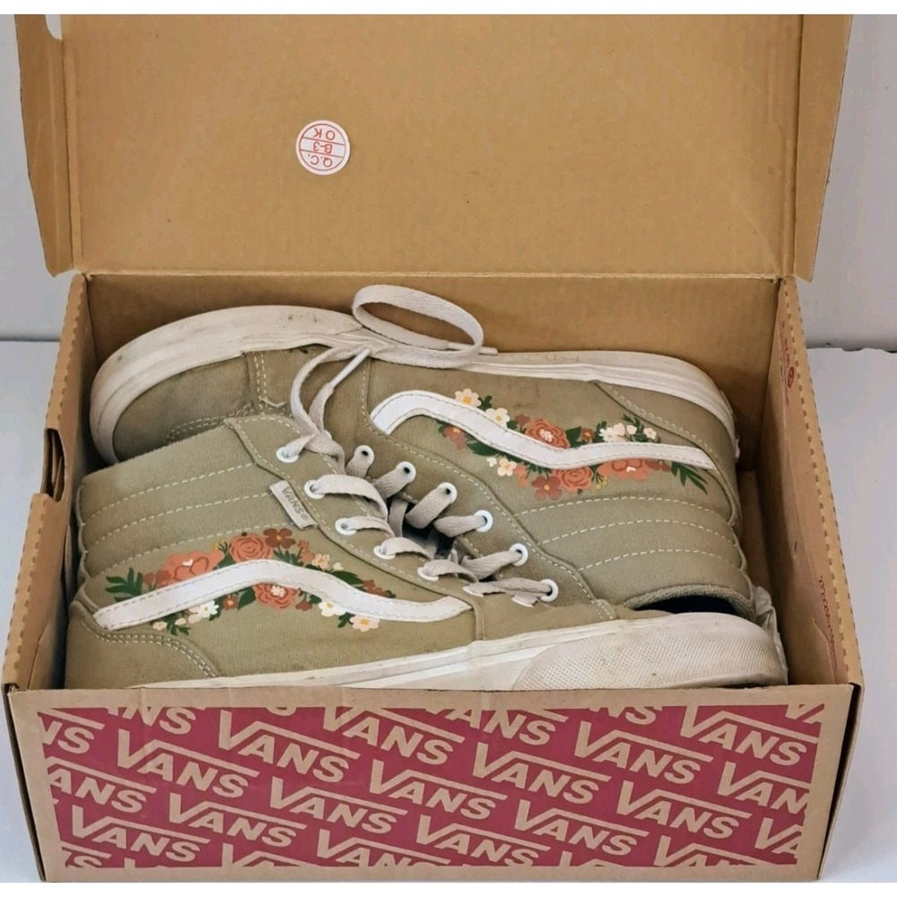 Vans Filmore Summer Bouquet High-Top Sneakers Olive Green Women's Size 5